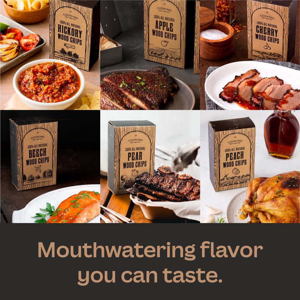 Cooking Gift Set chips placed in a smoker box on a grill illustrating easy setup and consistent smoke
