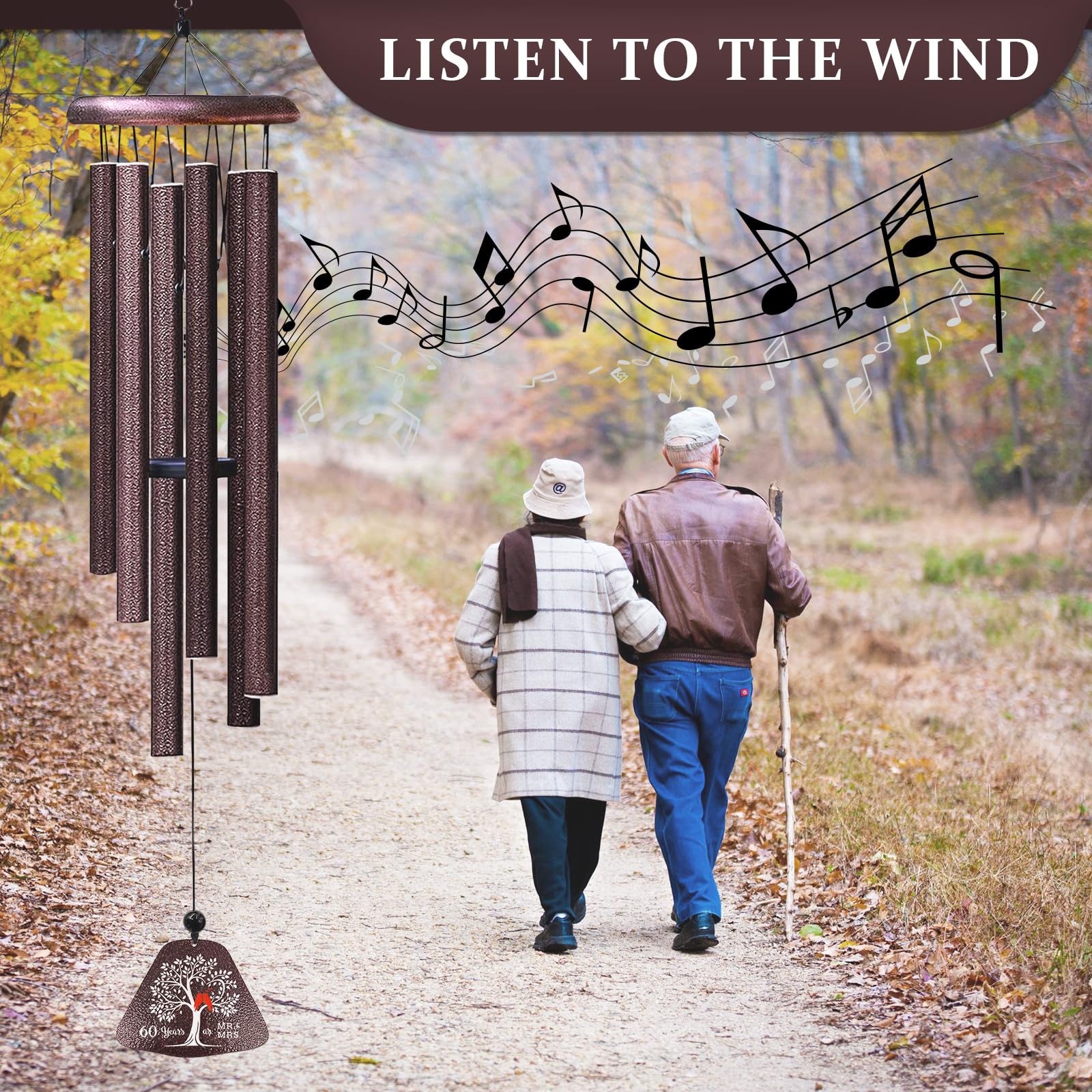 Coolertaste wind chimes hanging on a porch creating calming sounds