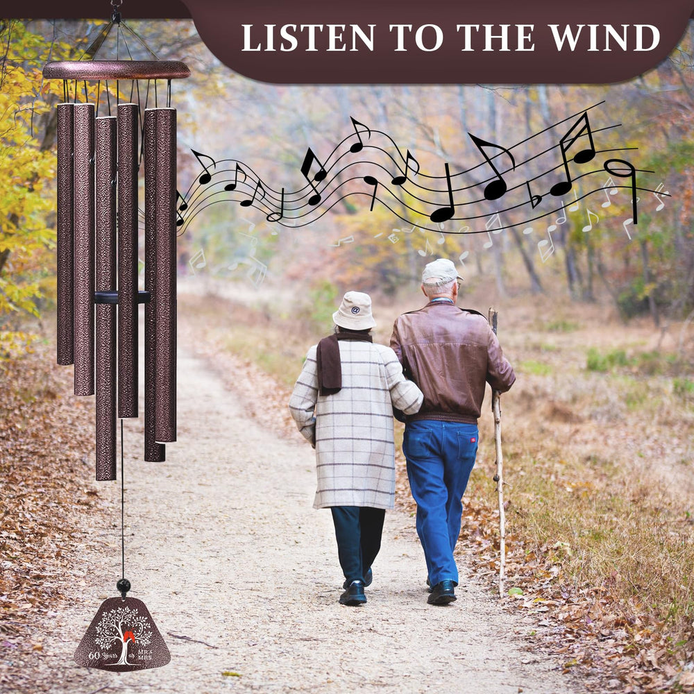 Coolertaste wind chimes hanging on a porch creating calming sounds