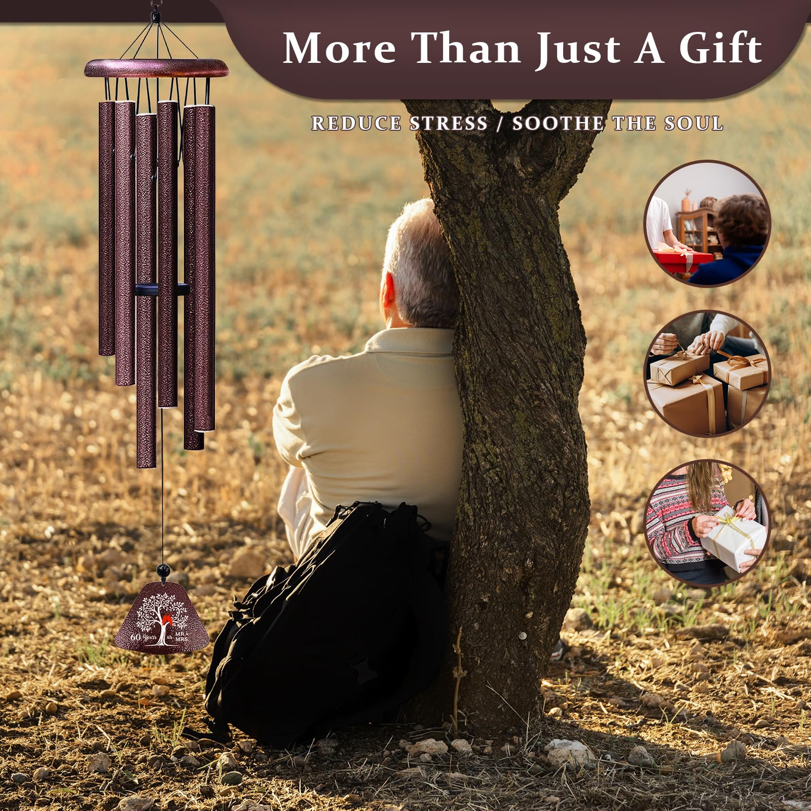 Coolertaste wind chimes in garden setting enhancing outdoor ambiance