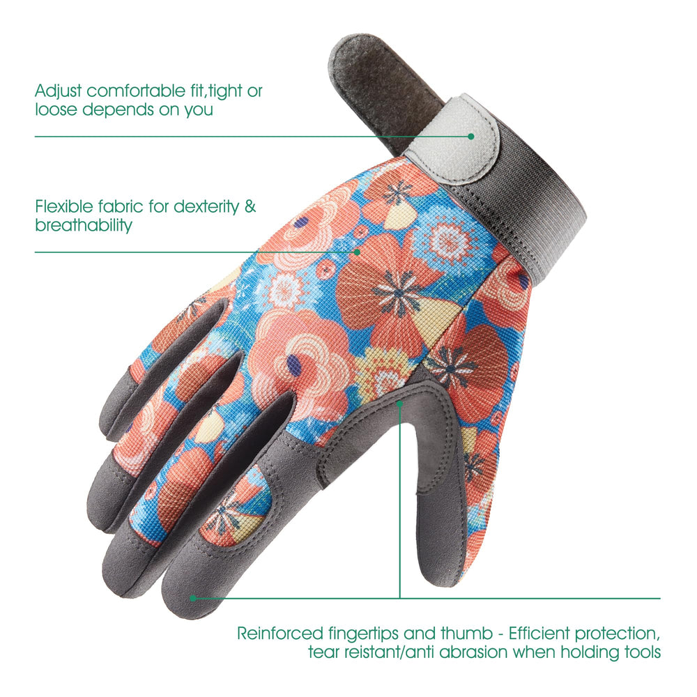 COOLJOB close-up faux suede palm demonstrating puncture resistance and grip benefit