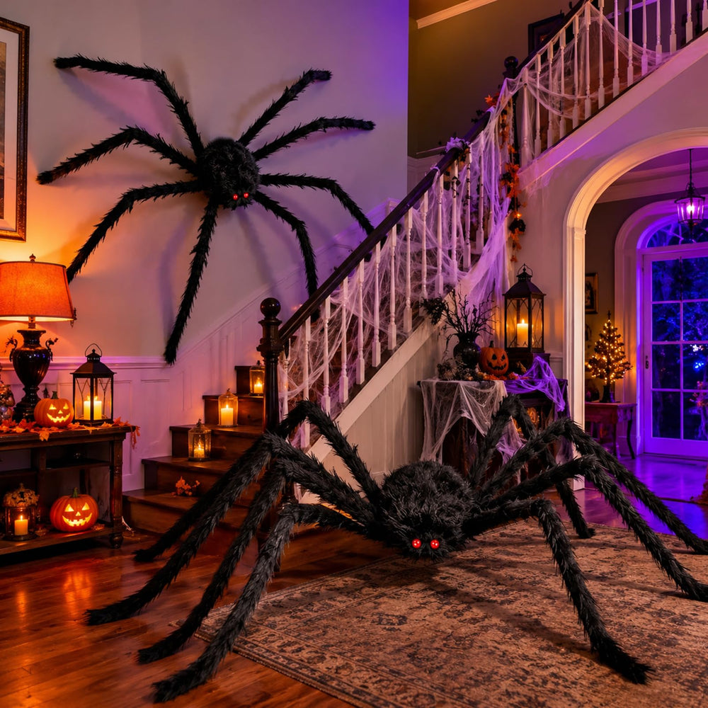 CoreFirm spider beside a person showing 8ft scale for clear size context