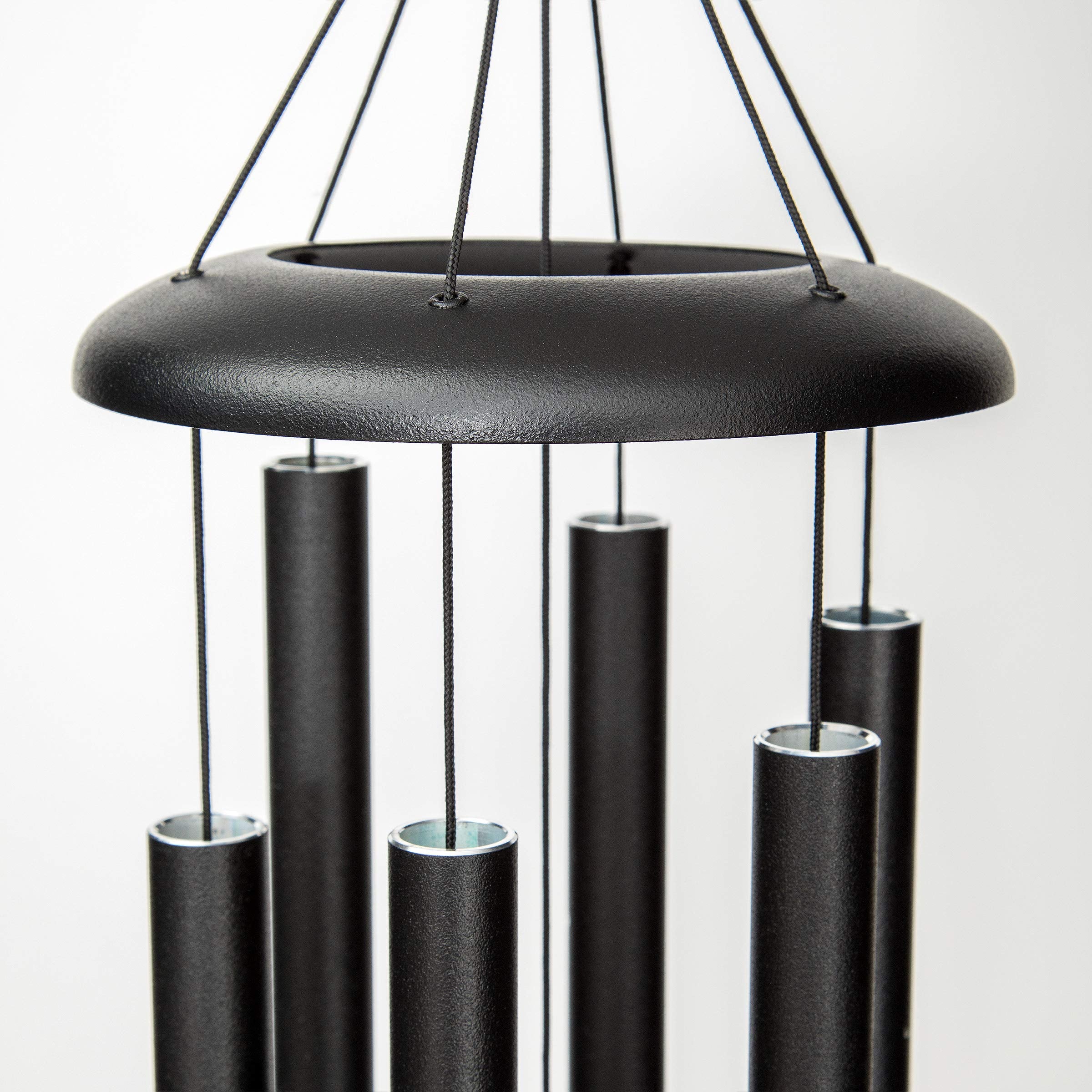 Corinthian Bells detail of windcatcher and suspension showing UV-treated cord benefit: weather resistance