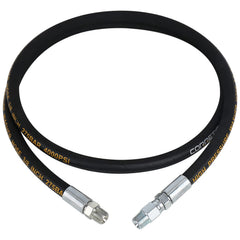 Corretic front view whip hose showing full 6 ft length and connectors, durable connector benefit