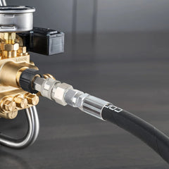 Corretic swivel fitting closeup highlighting 360-degree swivel and easy installation benefit