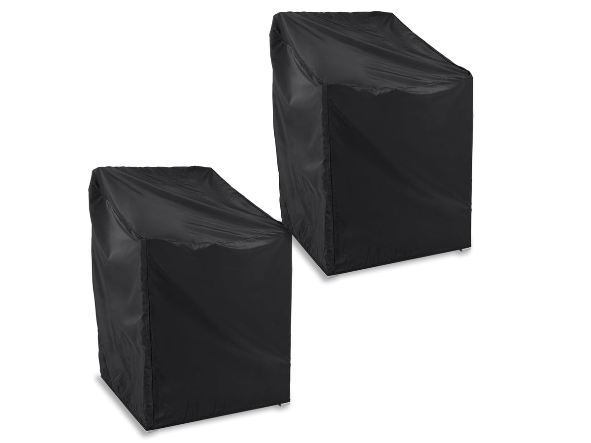 Covermates front view two covers protecting chairs, shows full coverage benefit