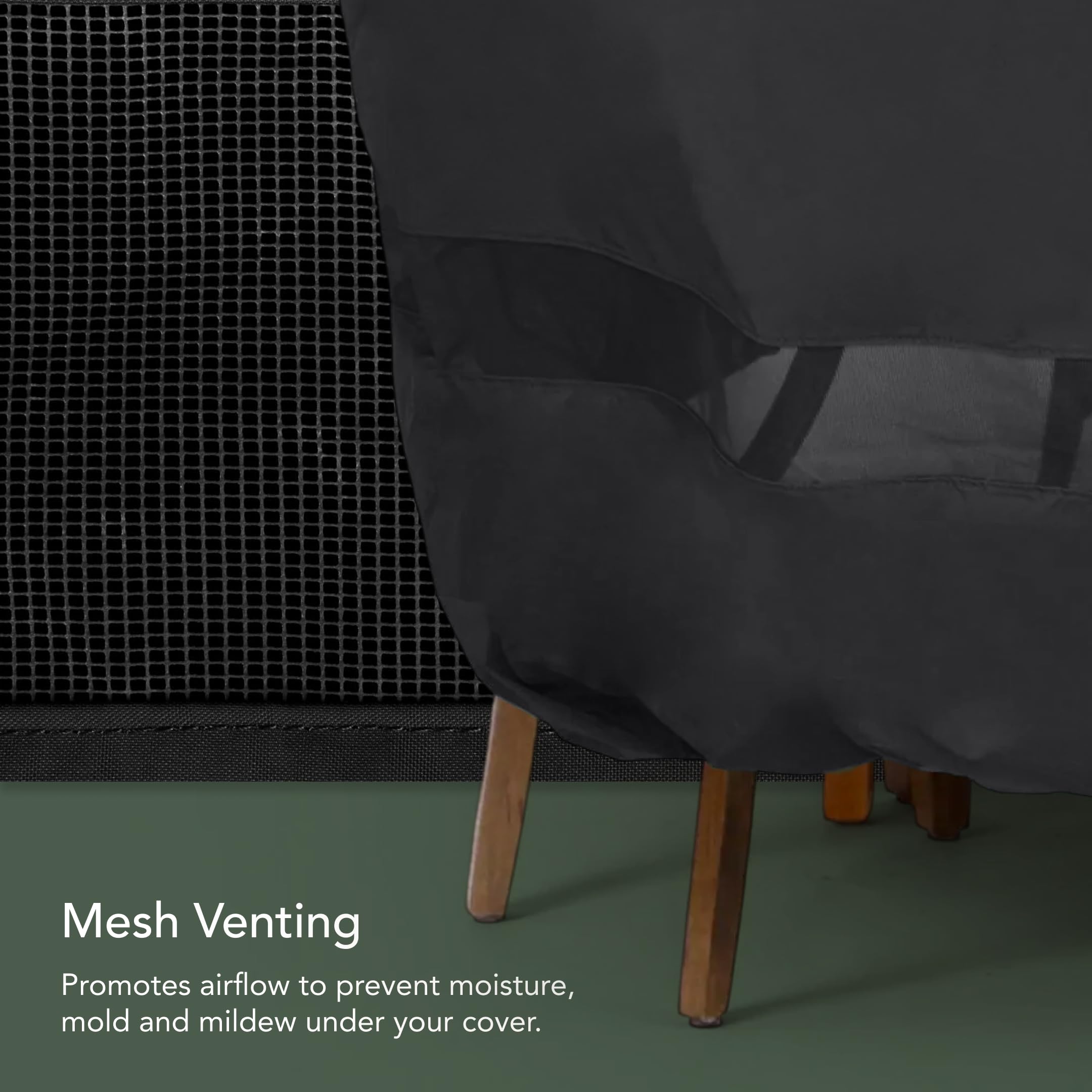 Covermates on patio chairs lifestyle image showing clean, protected seating