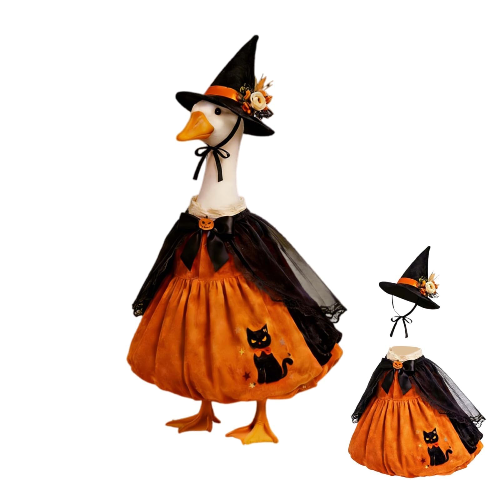 Covvoliy goose front view showing full grandma outfit and playful curb appeal