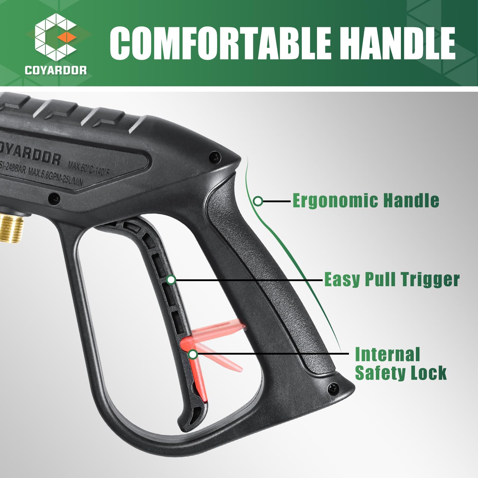 coyardor gun in use cleaning a driveway delivering powerful spray