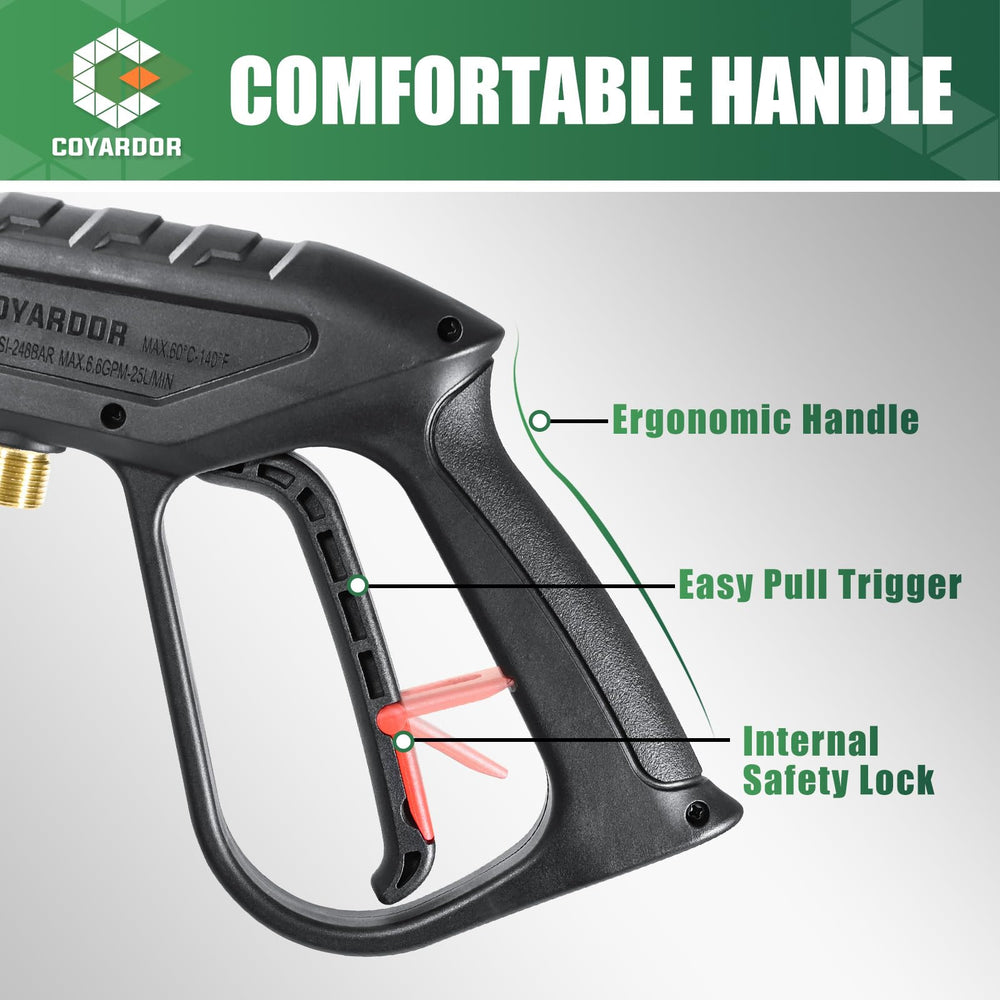 coyardor gun in use cleaning a driveway delivering powerful spray