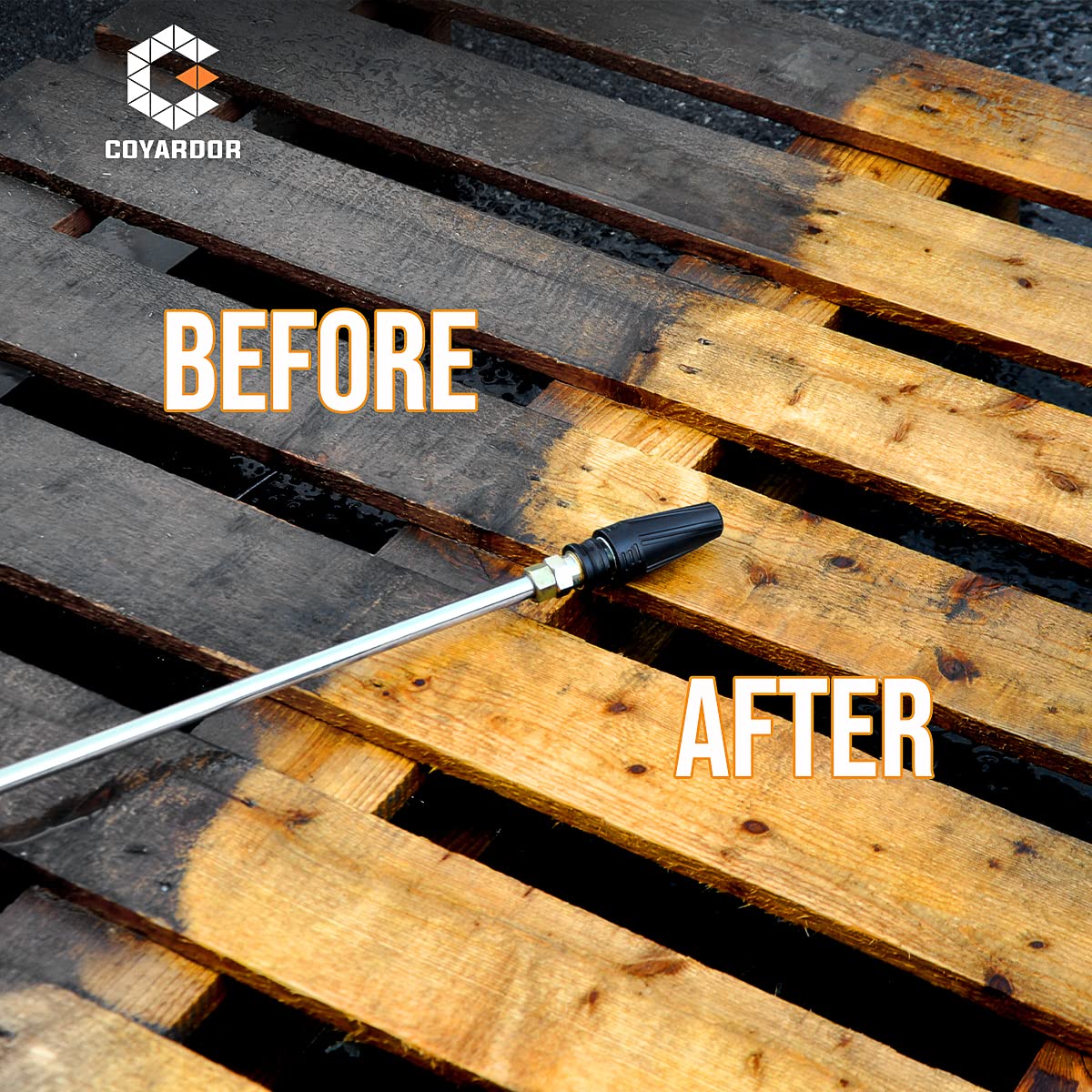 coyardor tip set layout with five quick-connect tips for versatile cleaning
