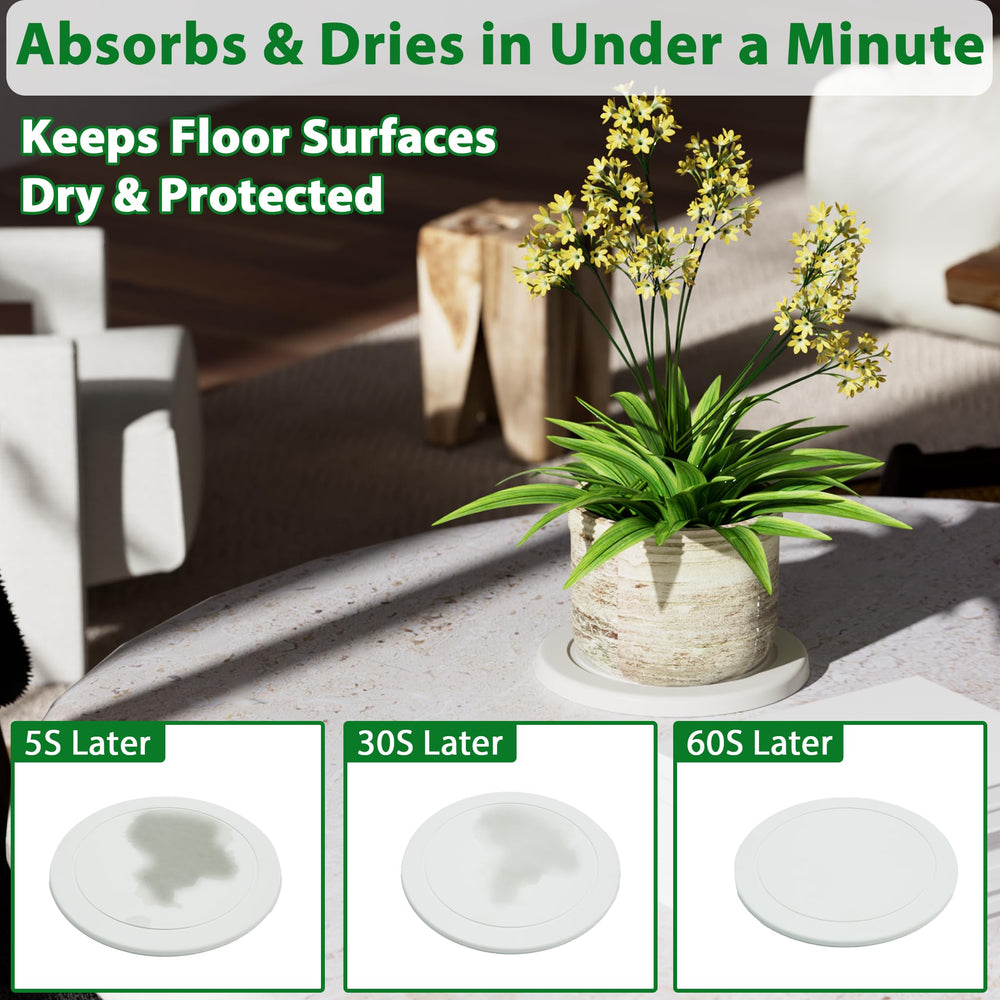 Creproly saucer supporting a potted plant demonstrating spill control and stability