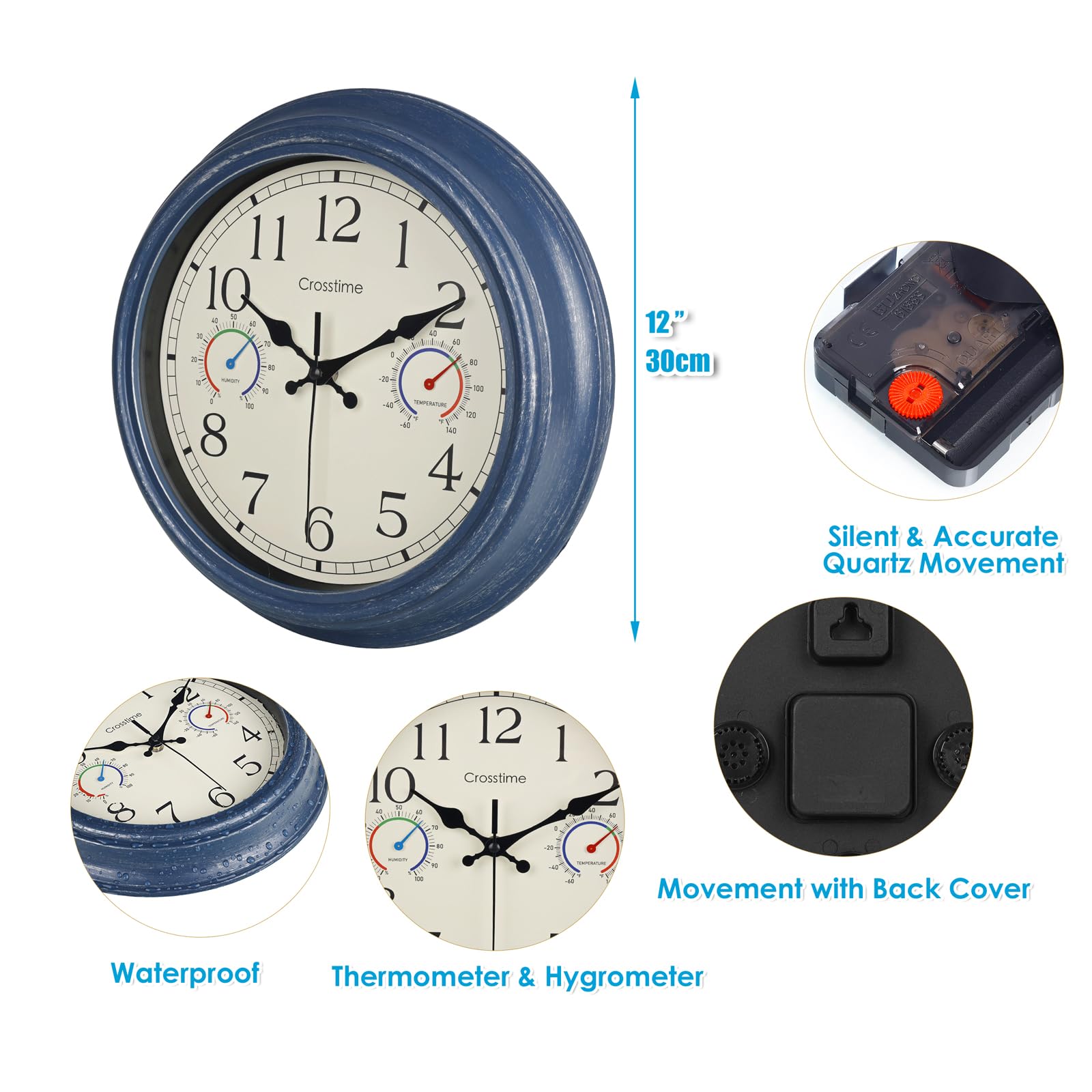 Crosstime mounted on patio wall showing weatherproof use and visual appeal