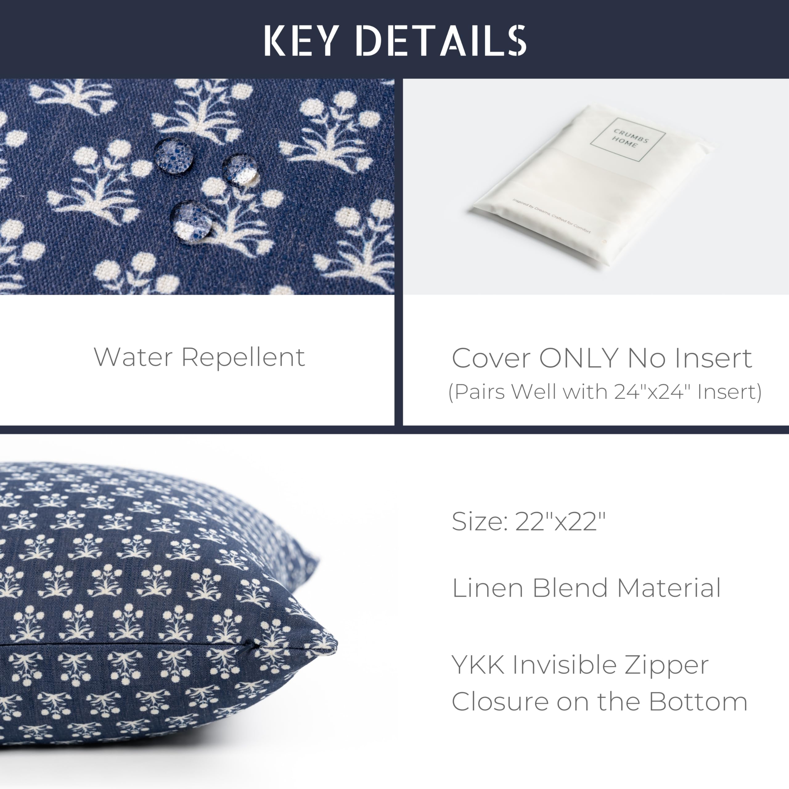 Crumbs Home throw pillow staged on a covered patio showing relaxed outdoor style