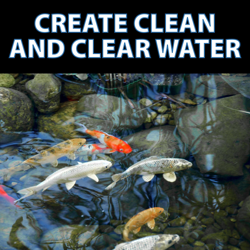 CrystalClear RapiClear on garden pond edge in a landscaped setting showing aesthetic restoration