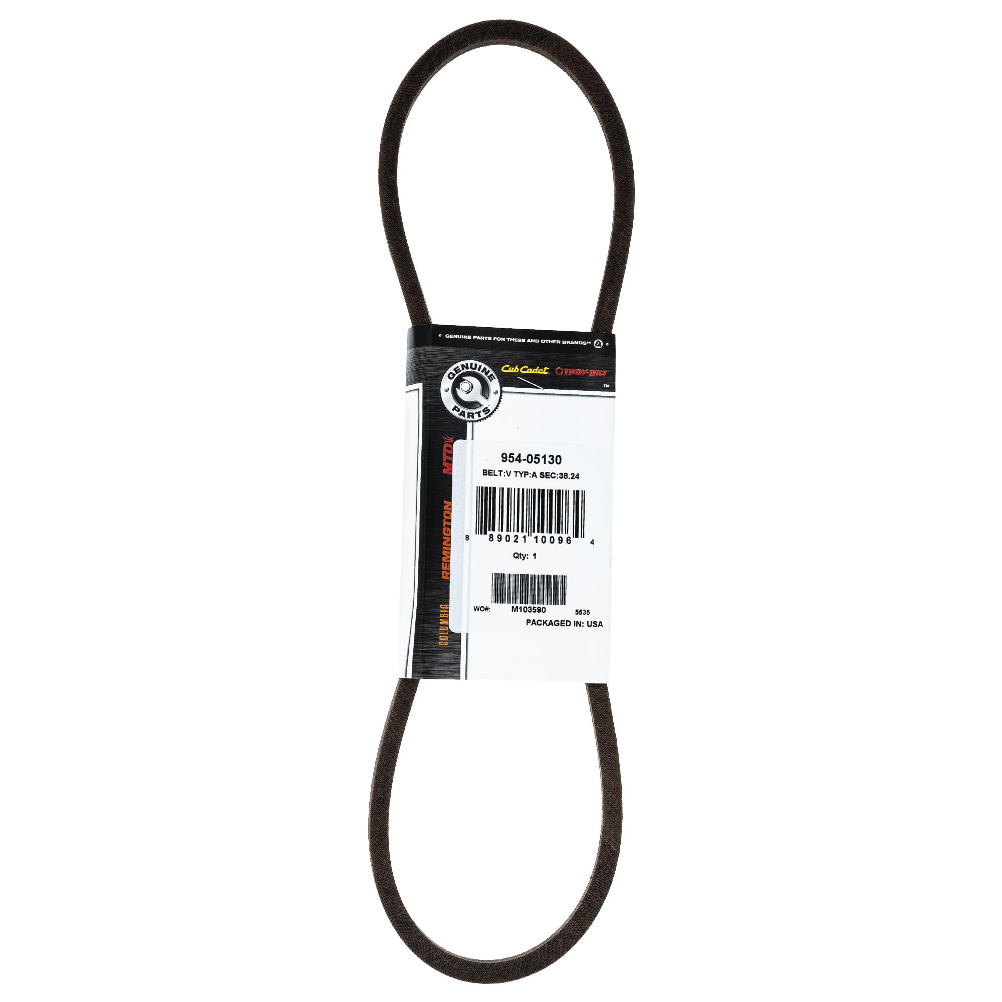 CUB CADET deck belt front view showing correct OEM fit and clear identification