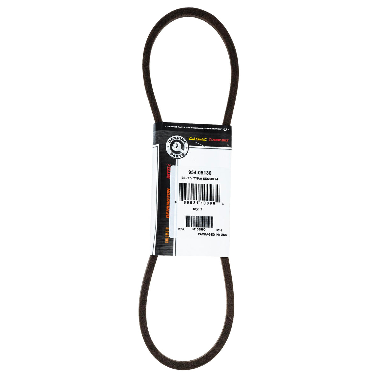 CUB CADET deck belt front view showing correct OEM fit and clear identification