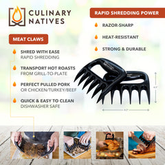 CULINARY NATIVES meat claws detail showing sharp tines for fast shredding benefit