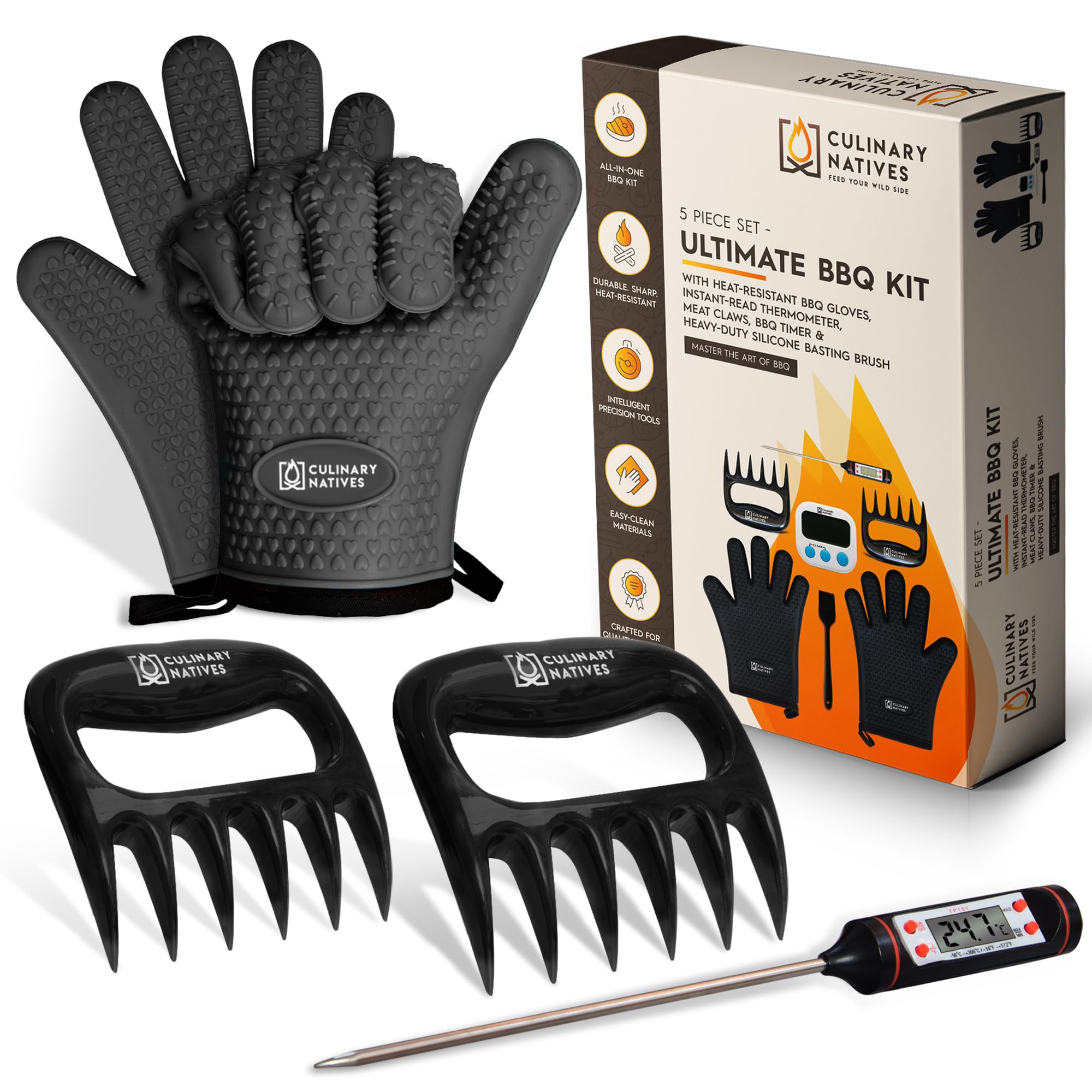 CULINARY NATIVES front packaging showing the complete BBQ starter kit and gift-ready box