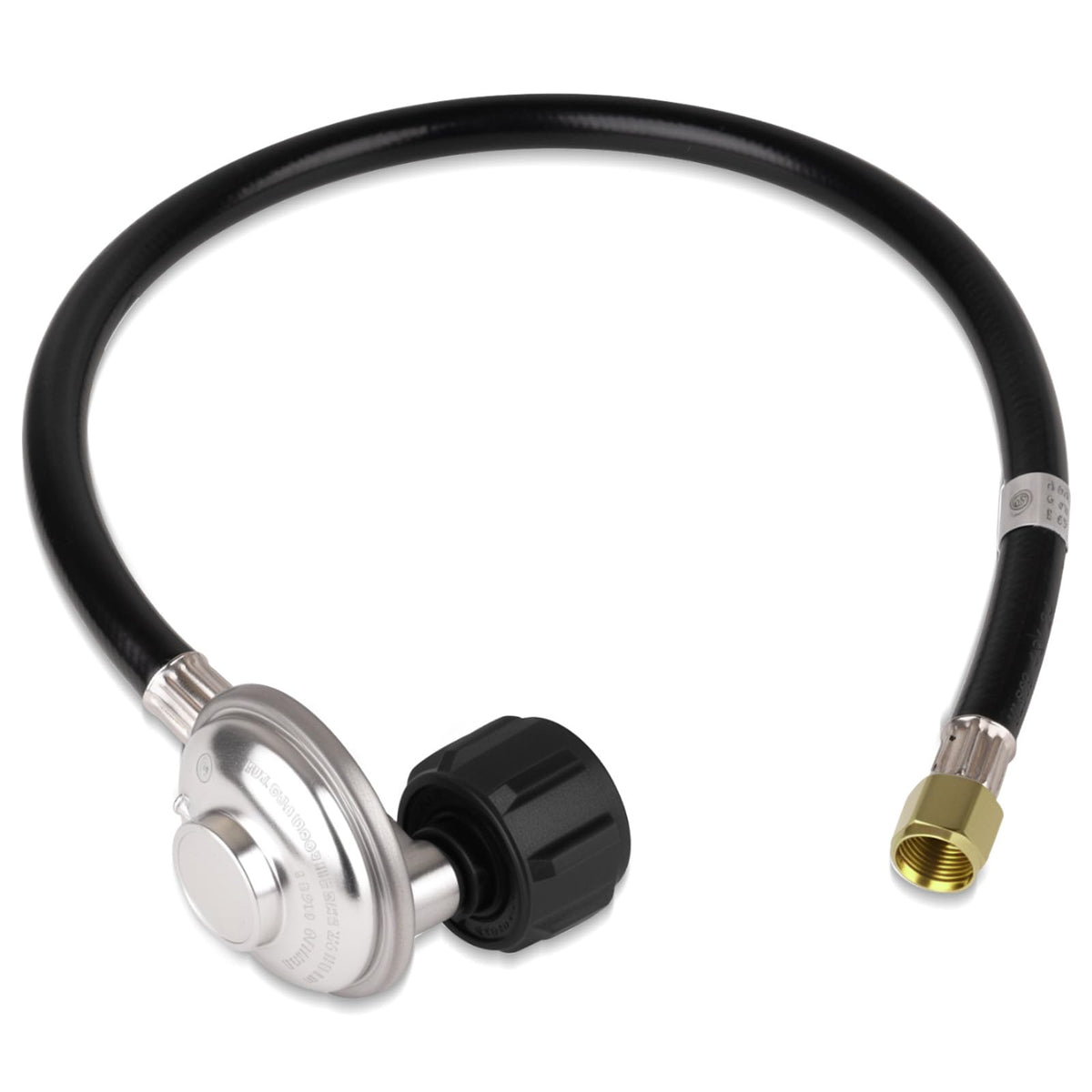 Cupbunny front view of regulator hose showing compact design and quick hookup benefit