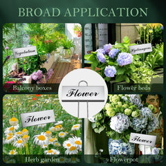 cureder metal labels placed in various pots illustrating clear plant identification