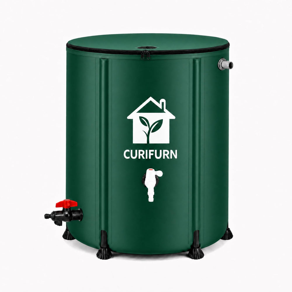 Curifurn front view of filled barrel showing durable fabric and capacity benefit