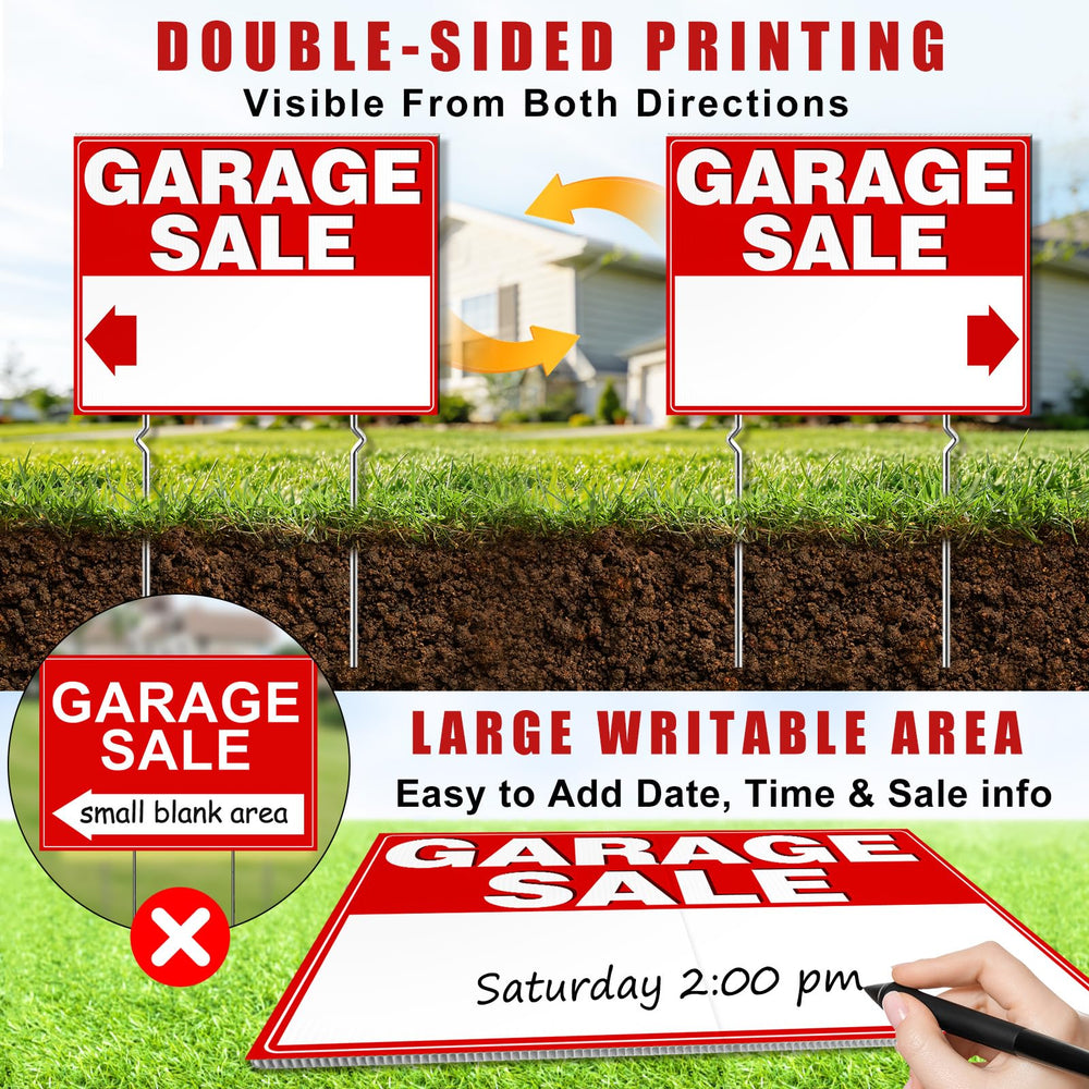 cyrico sign in use in a driveway guiding visitors to a sale