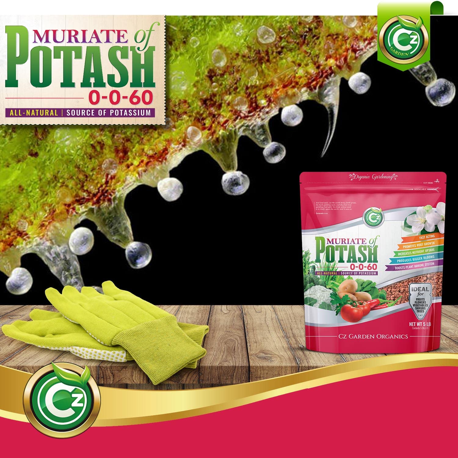 Cz Garden Supply broadcast on lawn depicting uniform potassium distribution benefit