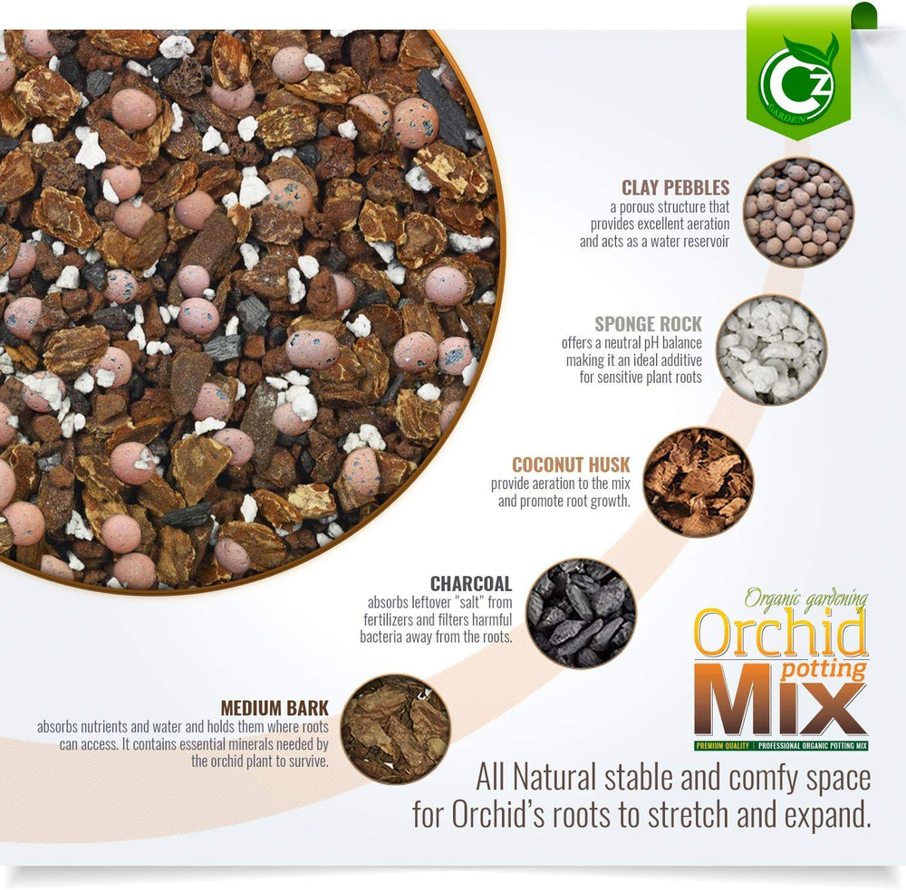 Cz Garden close-up of bark and biochar texture boosting aeration and drainage