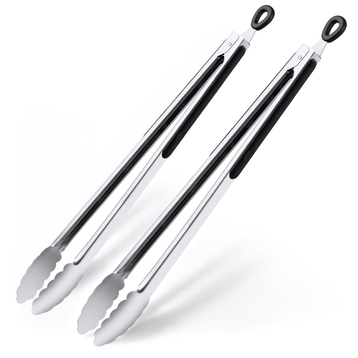 DAILY KISN tongs front view showing full length and sturdy build for safer grilling
