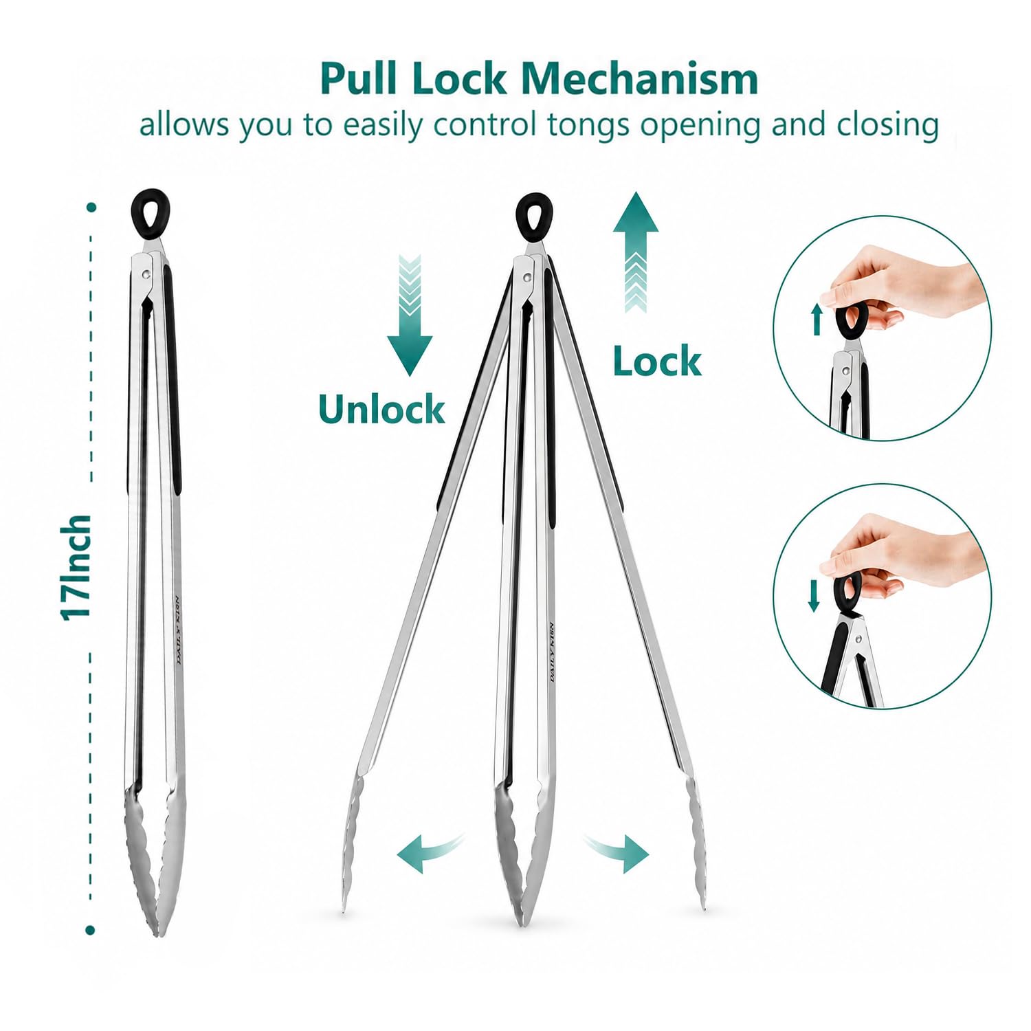 DAILY KISN locked tongs stored compactly to save space and prevent accidental opening