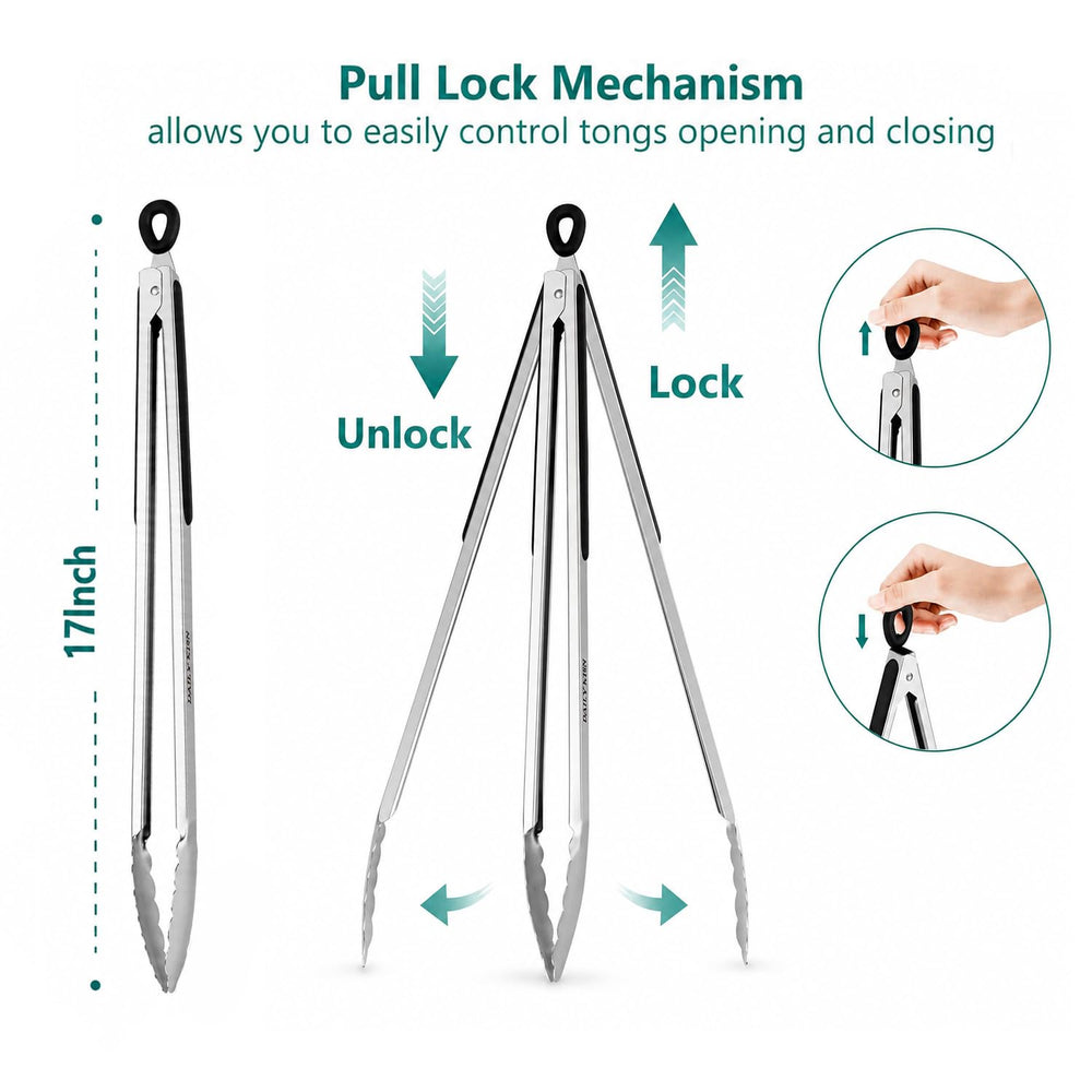 DAILY KISN locked tongs stored compactly to save space and prevent accidental opening