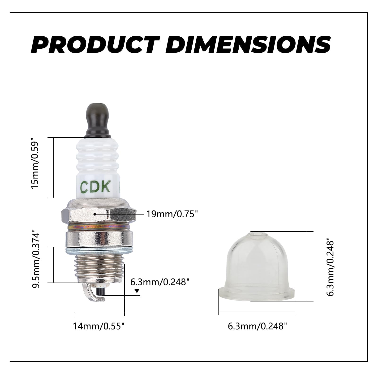 Dalom spark plug close-up showing electrode for improved ignition