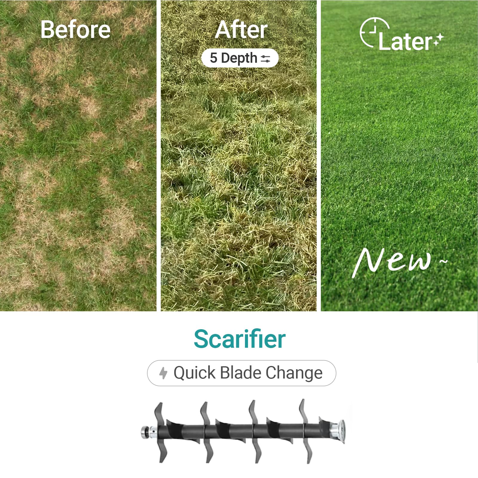 Danero in use on lawn showing effective thatch removal for healthier turf benefit