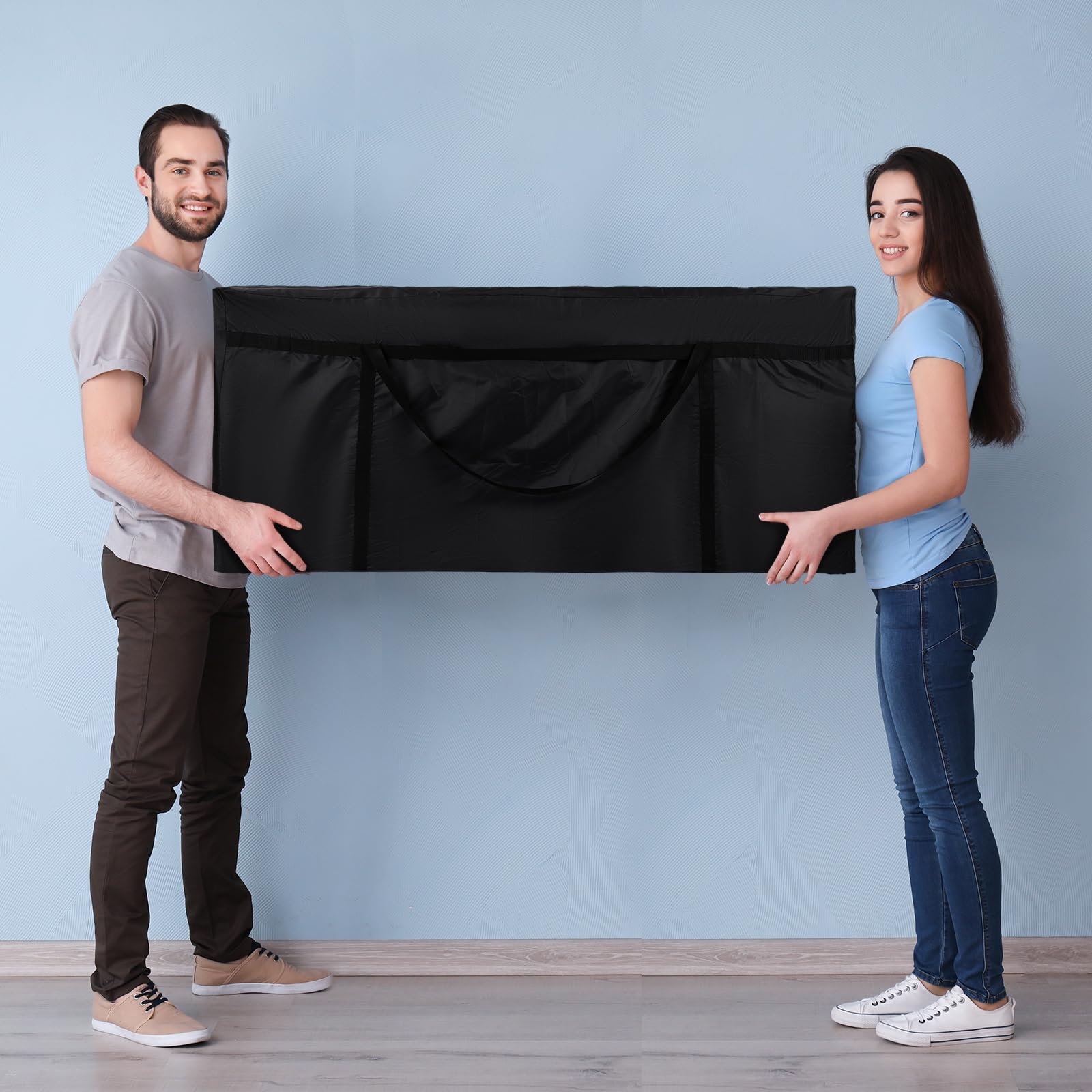 Dansydaisy bag filled with deflated frame pool demonstrating high-capacity storage