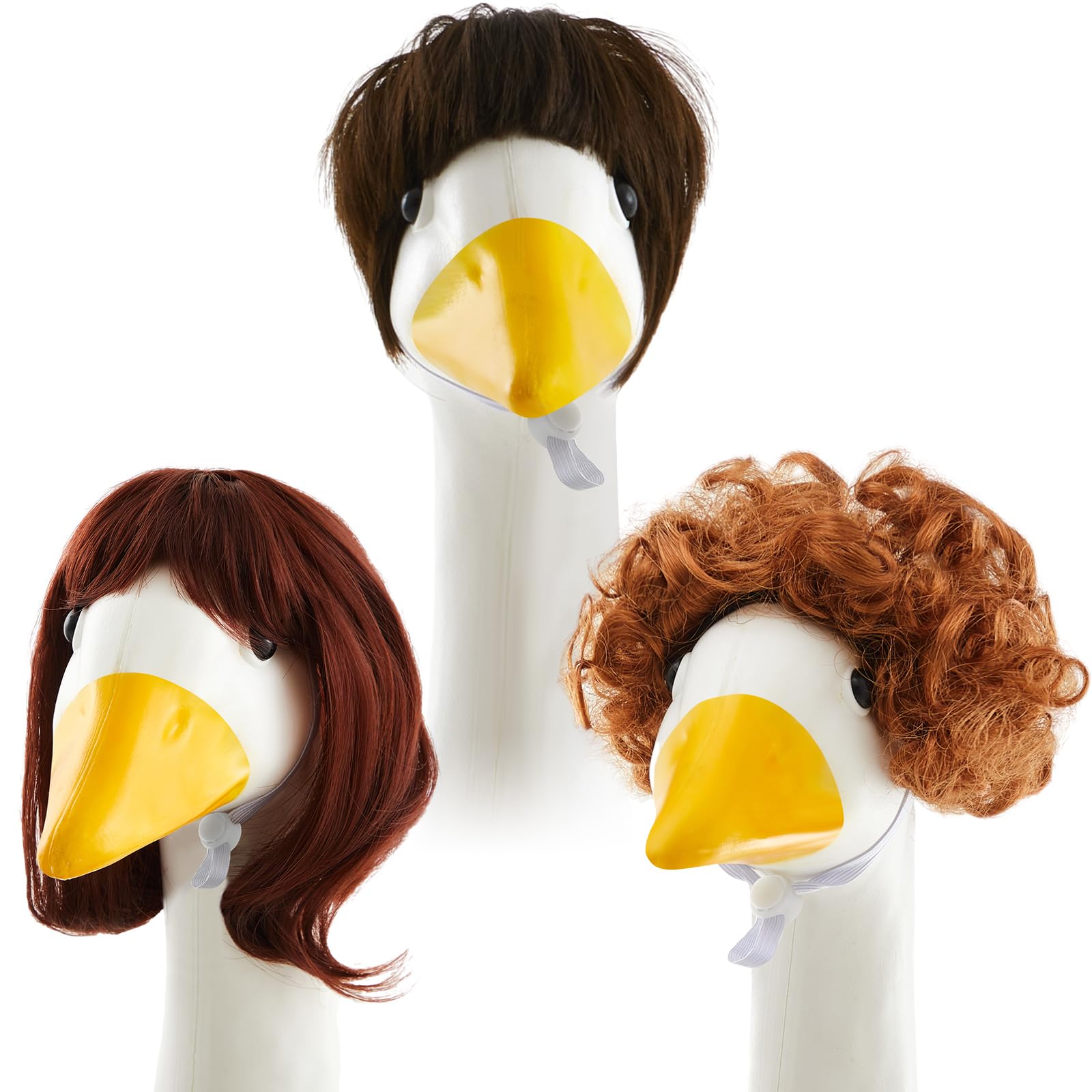 Dansydaisy goose front view wearing wig shows instant curb appeal