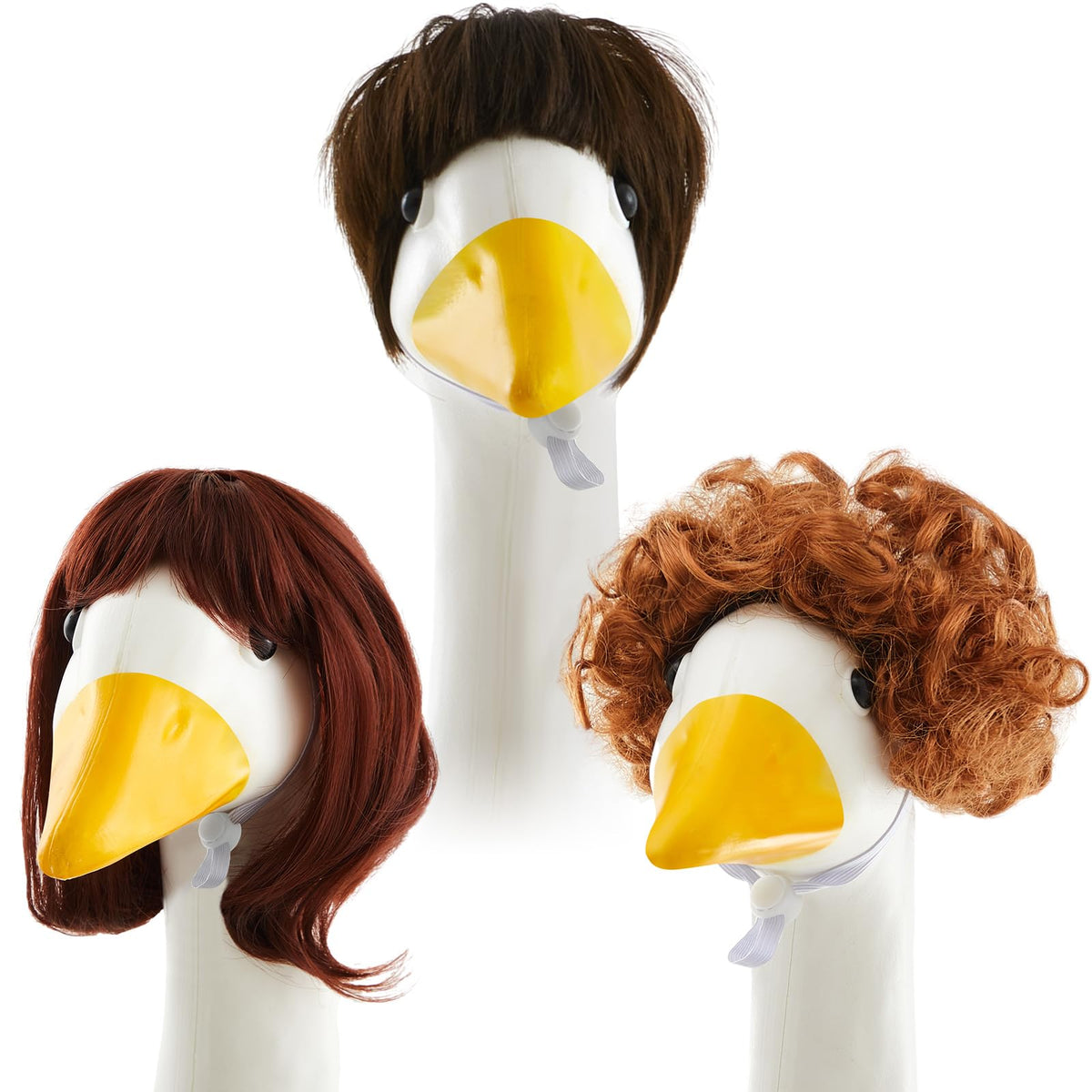 Dansydaisy goose front view wearing wig shows instant curb appeal