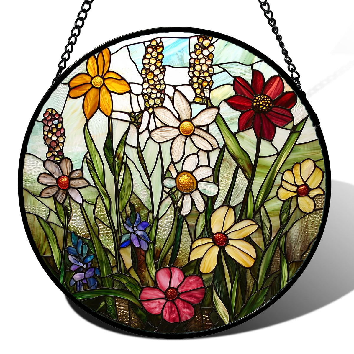 DASTOLL front view showing colorful wildflowers and bird, brightening window