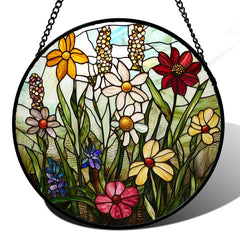 DASTOLL front view showing colorful wildflowers and bird, brightening window