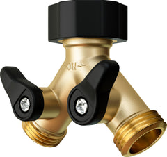 DBR Tech front view showing sturdy brass body and dual outlets for versatile use