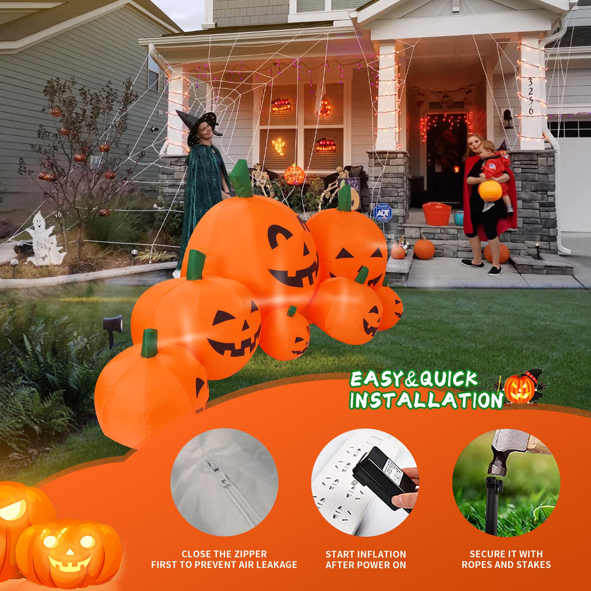DearSun inflatable pumpkin patch displayed in a yard to welcome guests