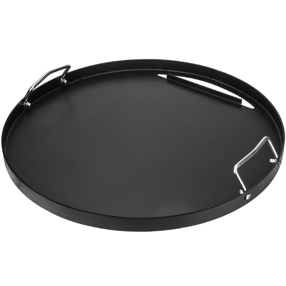 DELSbbq front view of full-size griddle showing flat surface and rim for secure fit