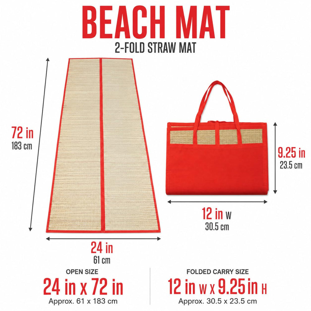 Dependable Industries mat fully opened on sand for individual lounging