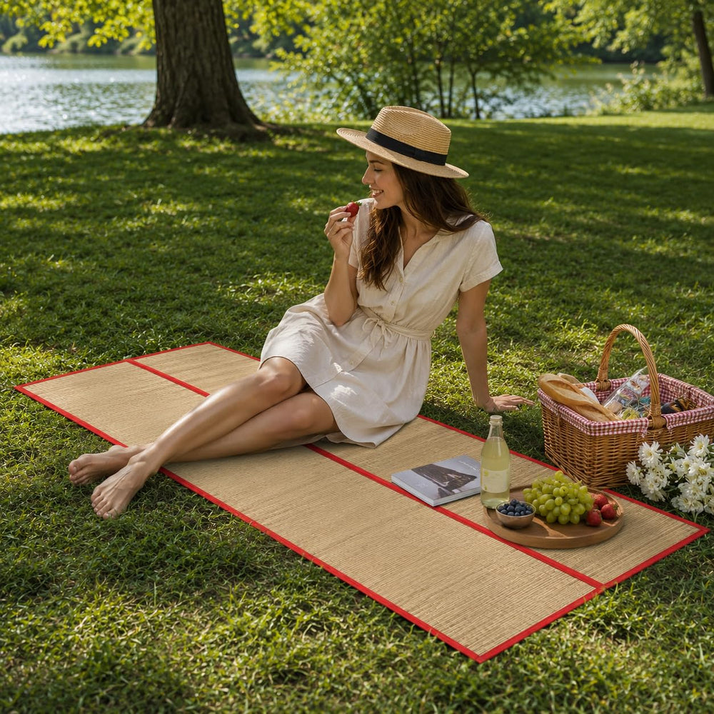 Dependable Industries folded mat inside backpack-ready camping setup