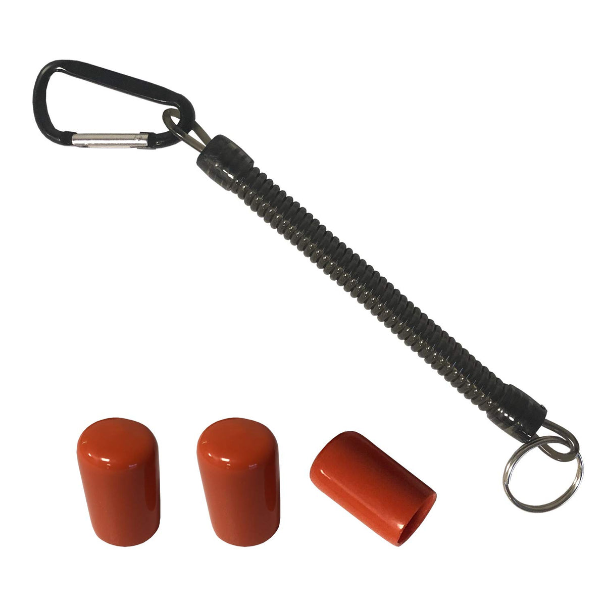 Detector Warehouse front packaging showing orange tip protectors and grey lanyard for Garrett, improves protection