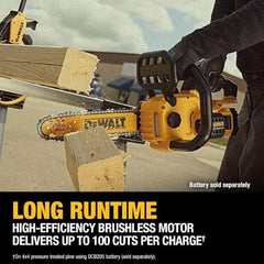 DEWALT chainsaw cutting lumber in use demonstrating jobsite cutting capability