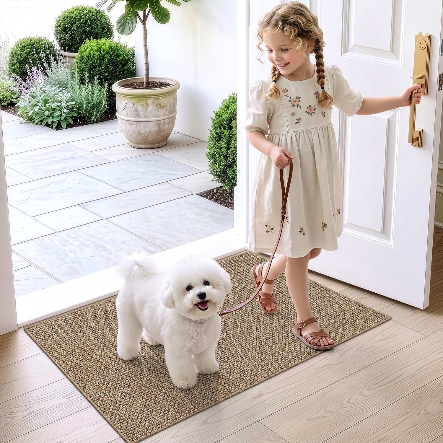 DEXI close-up woven polyester texture trapping dirt effectively