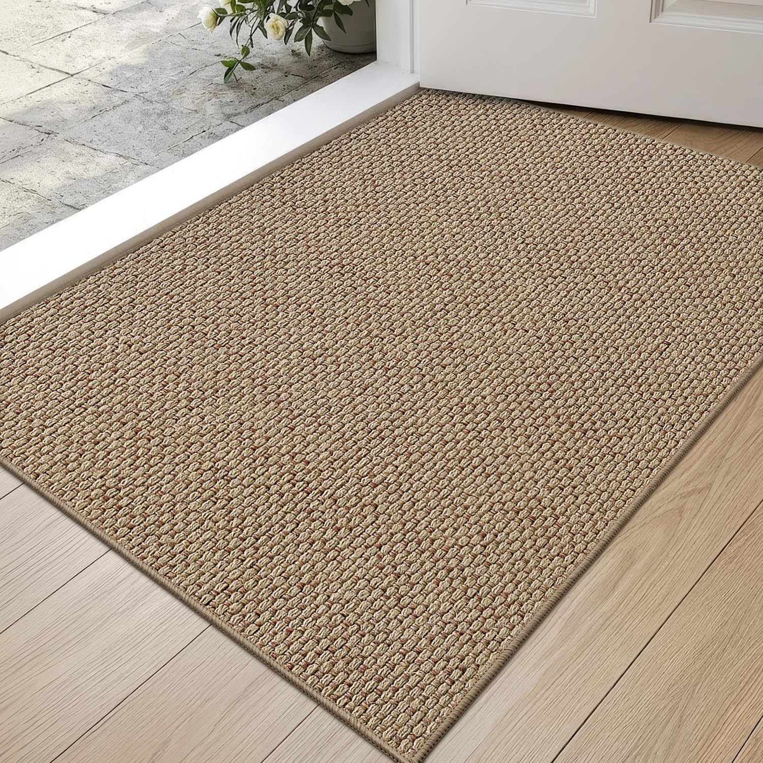 DEXI front view dark beige door mat showing neat entrance protection