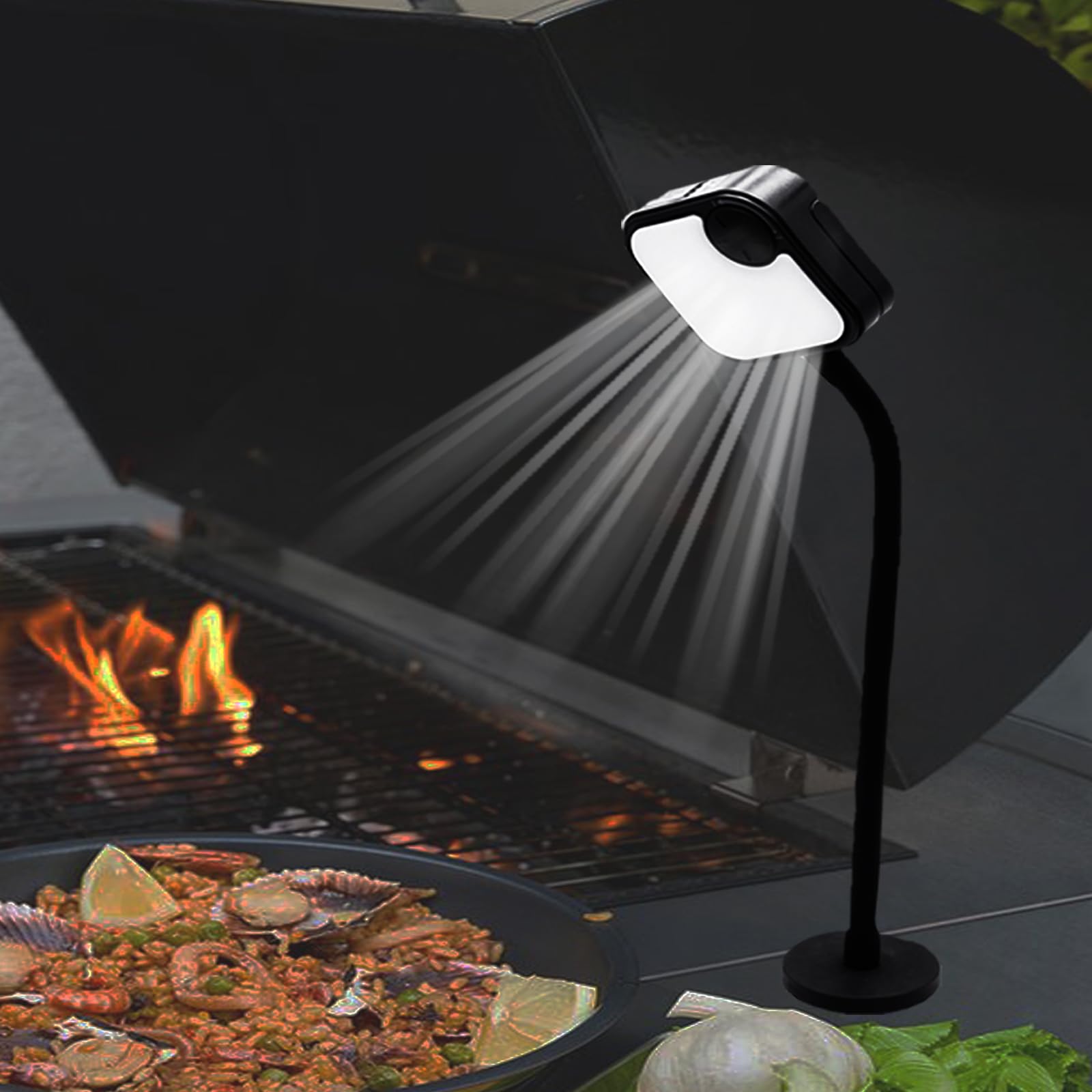 Dicross front view on grill showing secure mount and focused illumination benefit