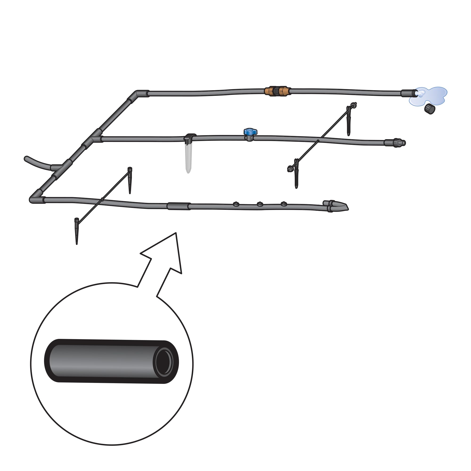 DIG coupling in use connecting two drip lines, speeds installation benefit